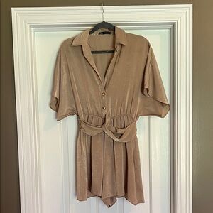 Zara Shimmering Beige Satin Shirt